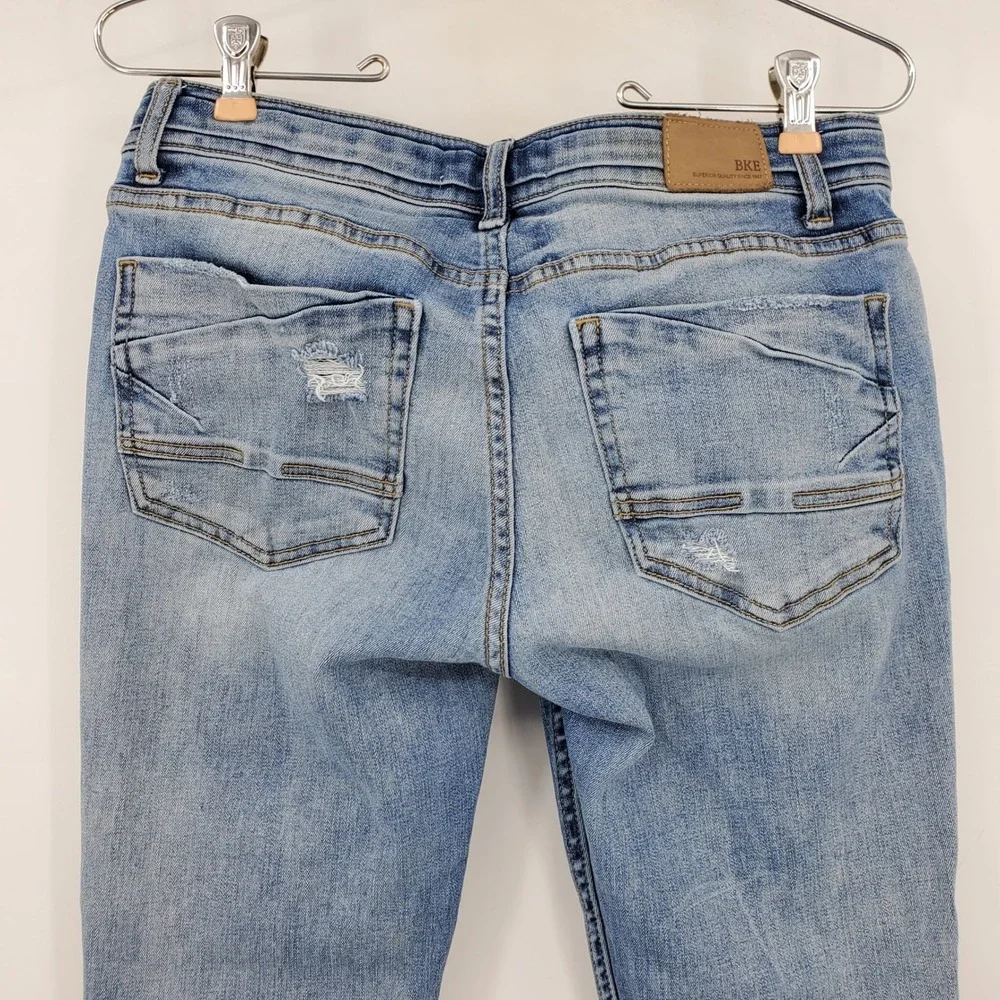 BKE Stella Low Rise Ankle Skinny Jeans Medium Wash Distressed Size 29 Casual